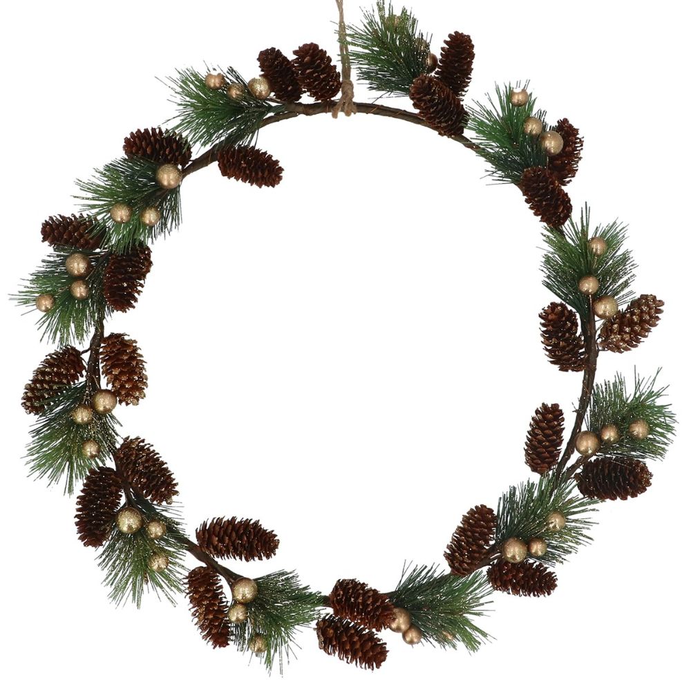 Gisela Graham 40cm Pine Cone & Berries Narrow Wreath