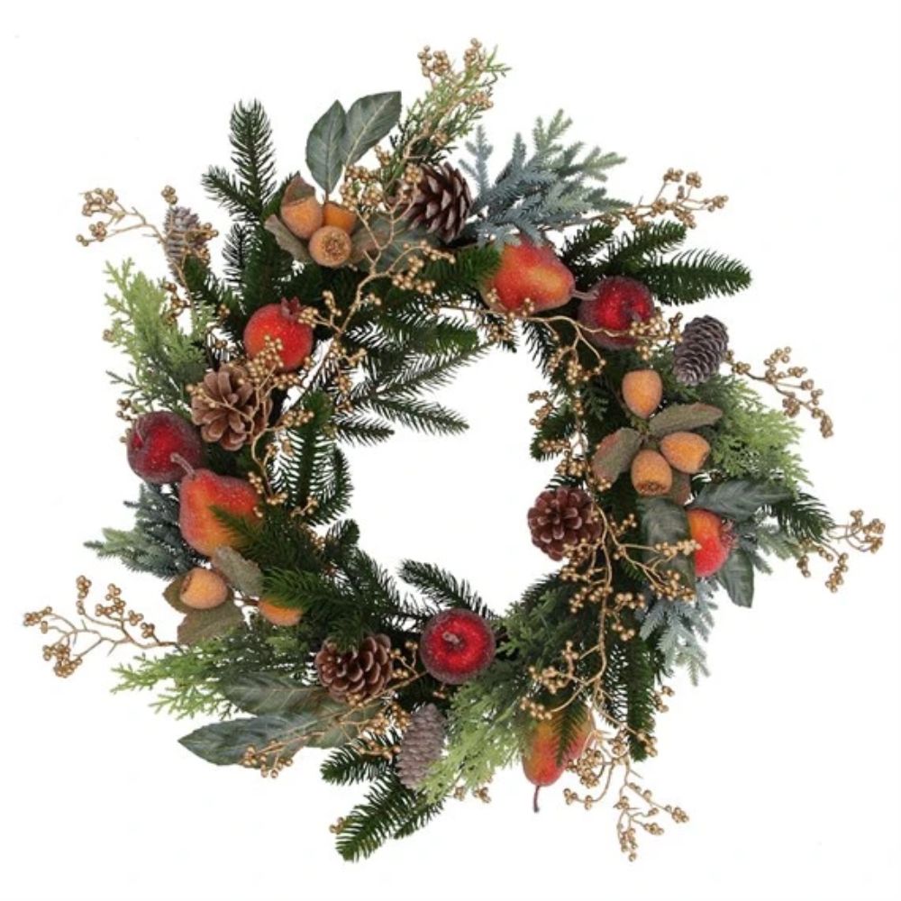 Gisela Graham 55cm Beaded Fruit & Fir Wreath