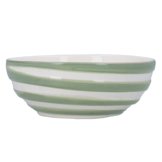 Gisela Graham 5cm Green Striped Bowl - Old Railway Line Garden Centre