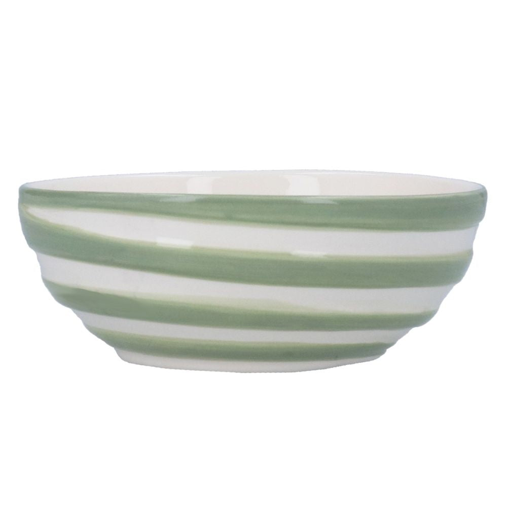 Gisela Graham 5cm Green Striped Bowl