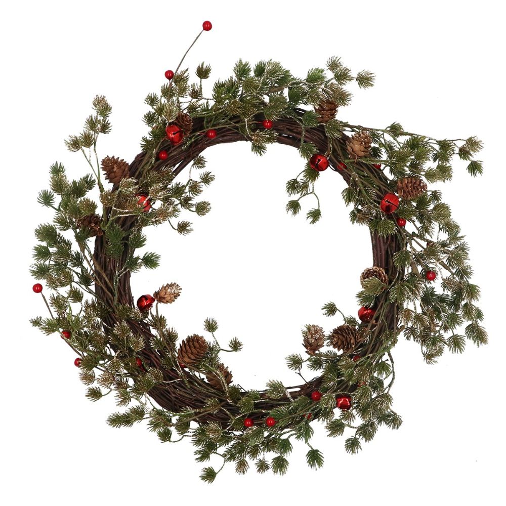 Gisela Graham 60cm Cedar Pinecone & Bells Wreath