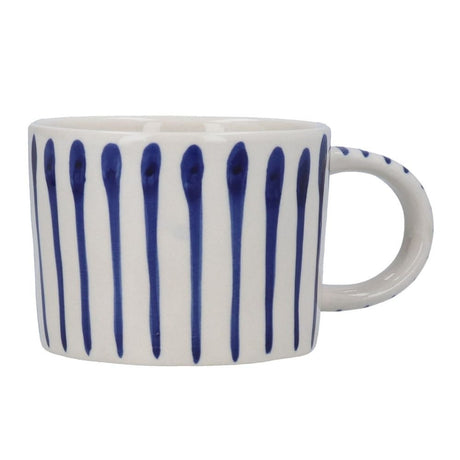 Gisela Graham 7cm Blue Striped Stoneware Mug - Old Railway Line Garden Centre