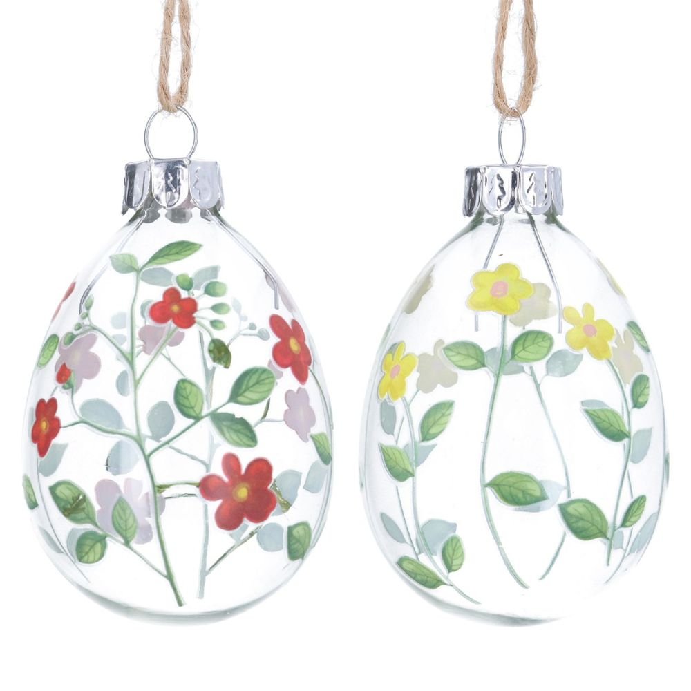 Gisela Graham 7cm Glass Egg Hanging Decoration (Choice of 2) - Old Railway Line Garden Centre