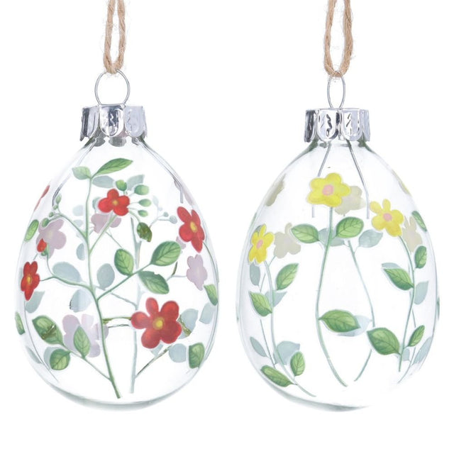 Gisela Graham 7cm Glass Egg Hanging Decoration (Choice of 2) - Old Railway Line Garden Centre
