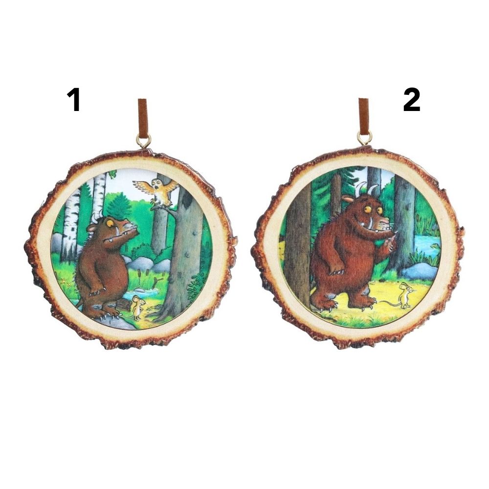 Gisela Graham 8cm Gruffalo's Wooden Log Decoration - (Choice of 2)