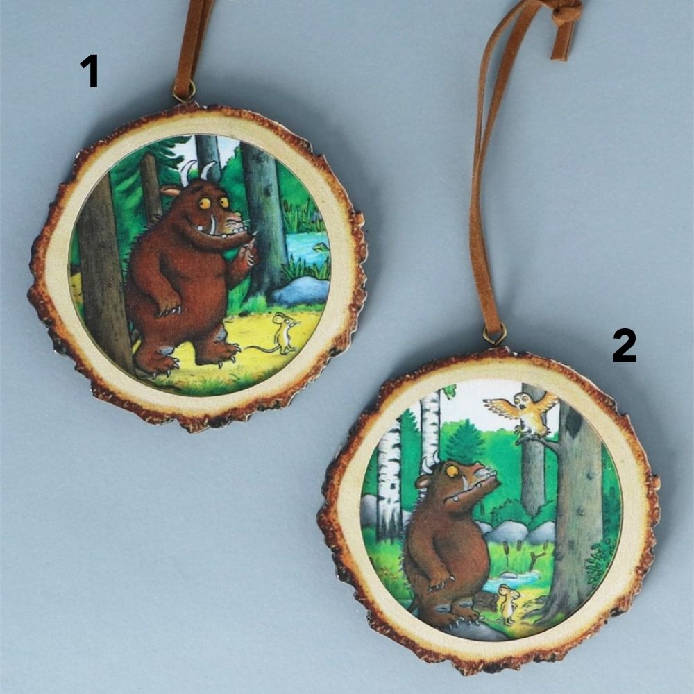 Gisela Graham 8cm Gruffalo's Wooden Log Decoration - (Choice of 2)