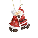 Gisela Graham 7cm Mr & Mrs Claus Kissing Hanging Decoration - Red