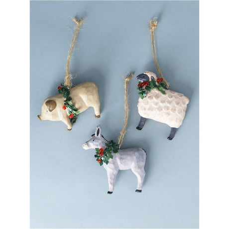Gisela Graham 7cm Resin Farm Animals Hanging Decoration - (Choice of 3)