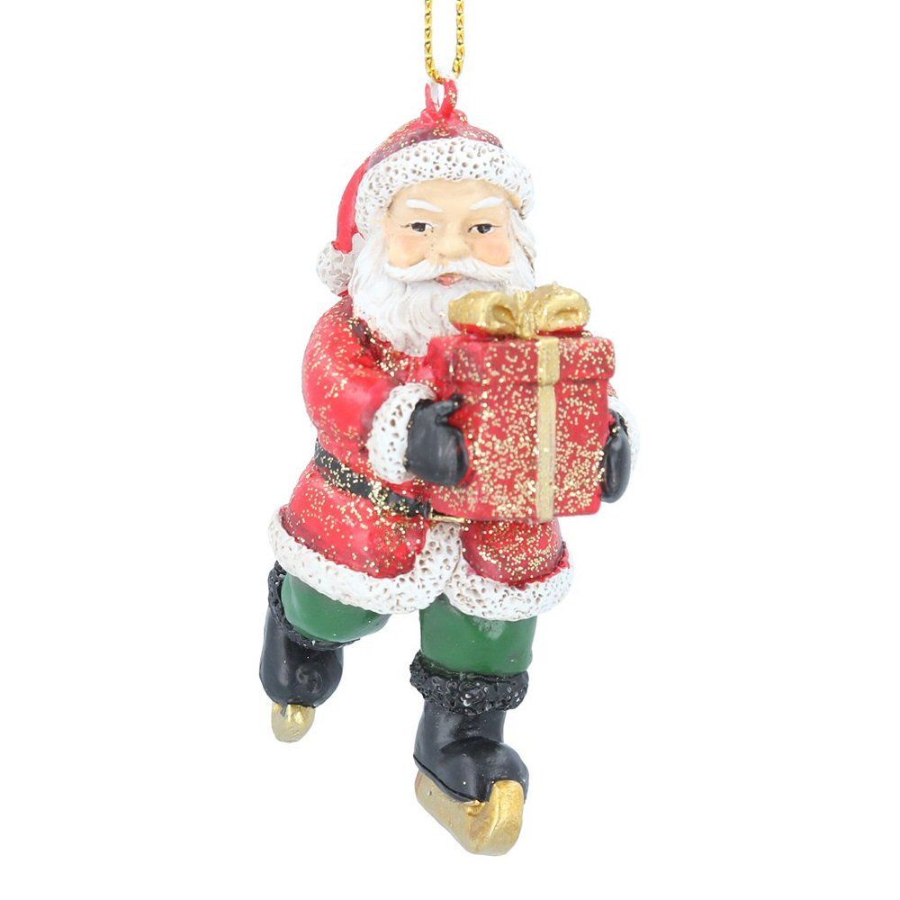 Gisela Graham 7cm Resin Skating Santa Decoration (Choice of 2)
