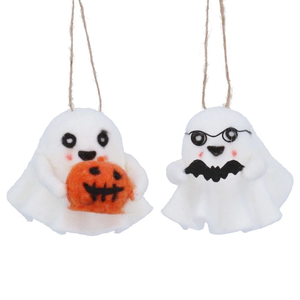 Gisela Graham 8cm Felt Ghost Hanging Decoration (Choice of 2)