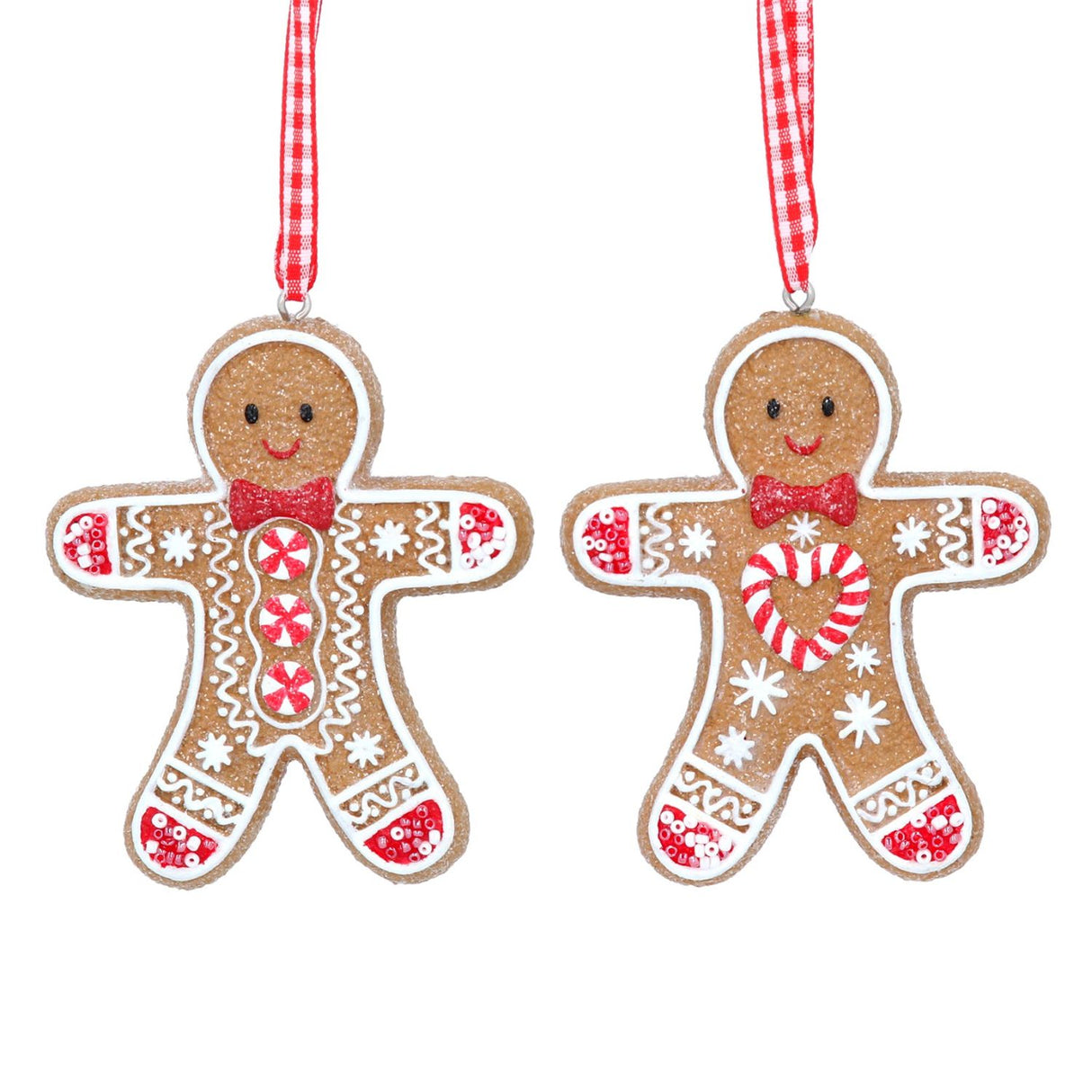 Gisela Graham 8cm Resin Gingerbread Man Hanging Decoration - (Choice of 2)