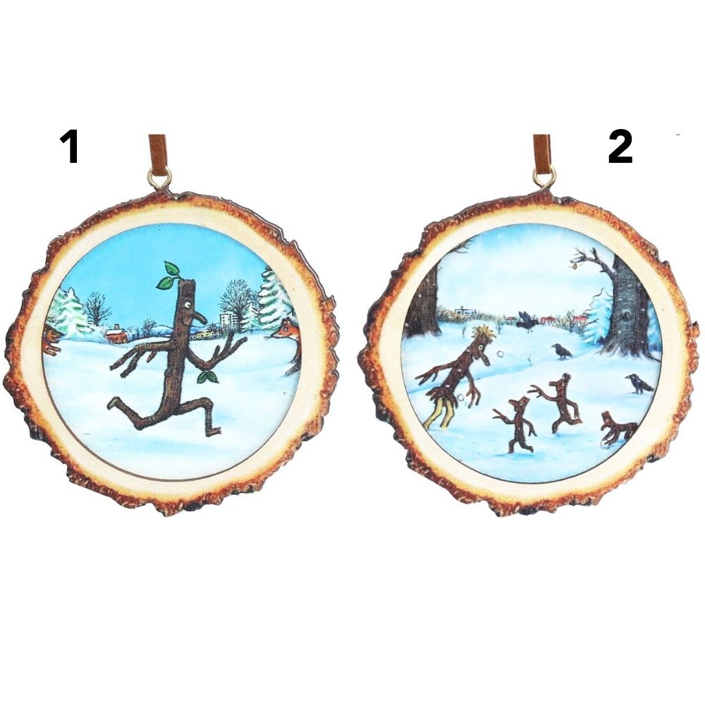 Gisela Graham 8cm Stick Man Wood Logs Hanging Decoration - (Choice of 2)