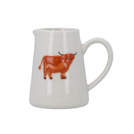 Gisela Graham 8cm Stoneware Highland Cow Mini Jug - Old Railway Line Garden Centre