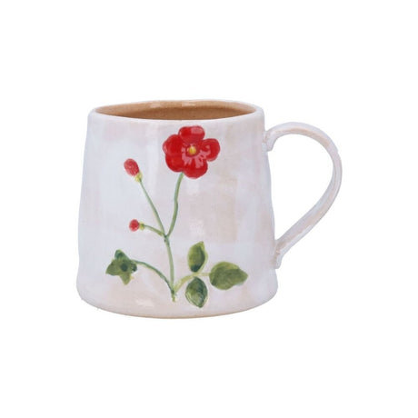 Gisela Graham 9cm Stoneware Red Flower Mug - Old Railway Line Garden Centre
