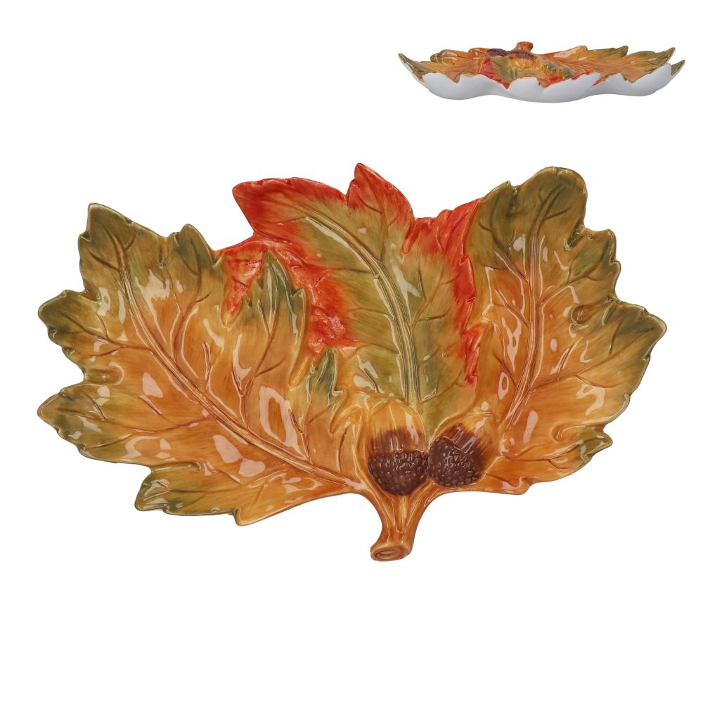 Gisela Graham Autumn Triple Leaf Ceramic Plate