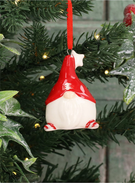 Gisela Graham Ceramic Gonk with Striped Socks Hanging Decoration