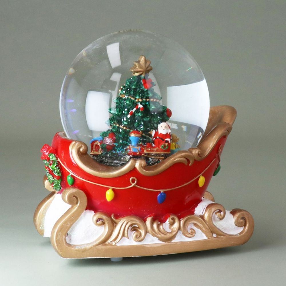Gisela Graham Christmas Tree with Musical Sleigh Snow Dome