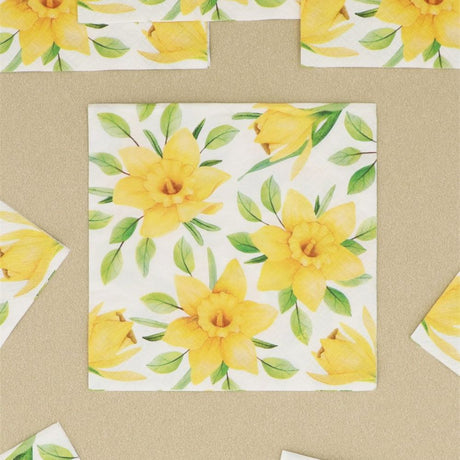 Gisela Graham Daffodil Paper Napkins - Pack of 20 - Old Railway Line Garden Centre