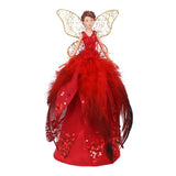 Gisela Graham Feather Fairy Tree Topper - Red