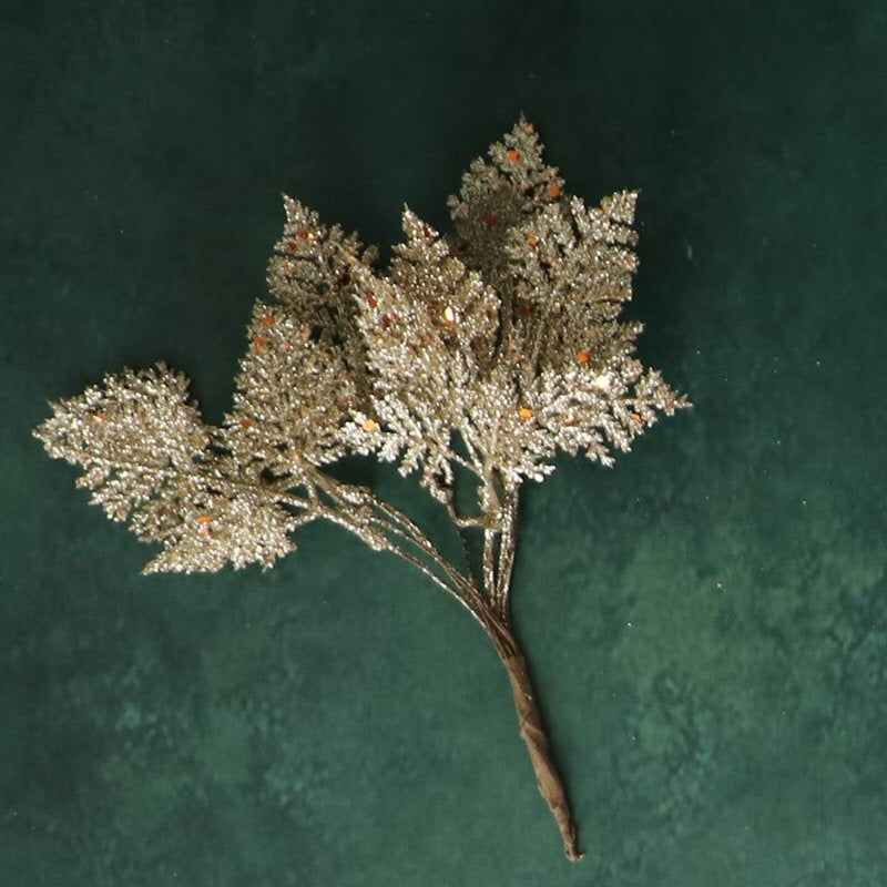 Gisela Graham Gold Glitter Leaf Pick