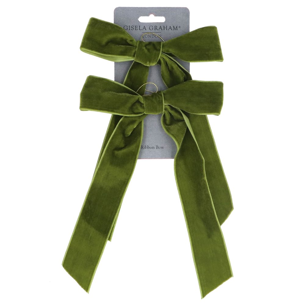 Gisela Graham Green Velvet Bows - 2 Pack