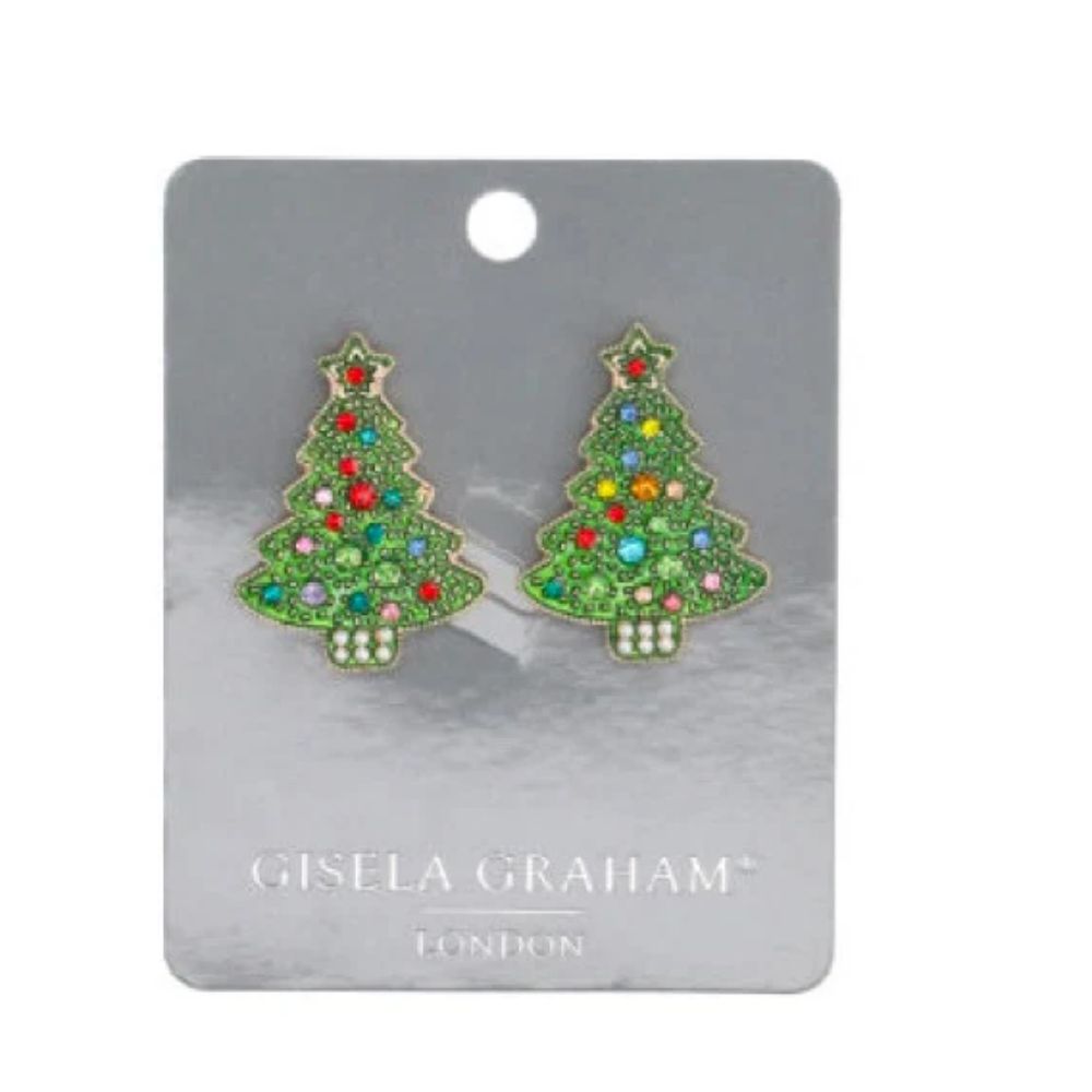 Gisela Graham Jewelled Christmas Tree Earrings
