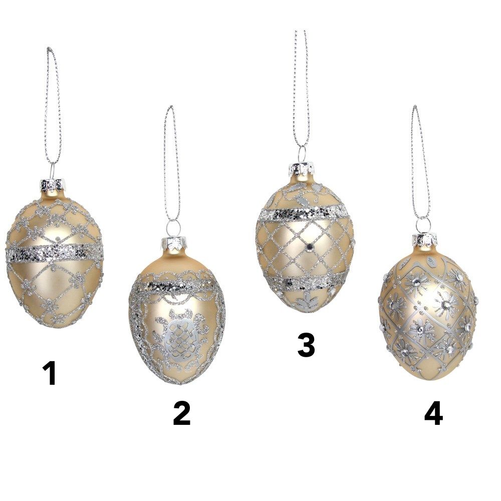 Gisela Graham Mini Glass Eggs Hanging Decoration - Gold - (Choice of 4)  - 00505