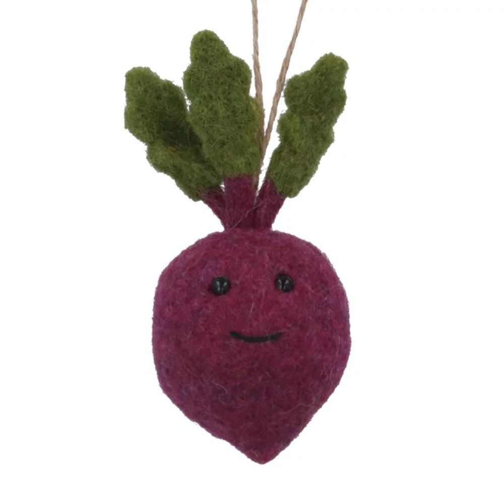 Gisela Graham Mixed Wool Beetroot Hanging Decoration