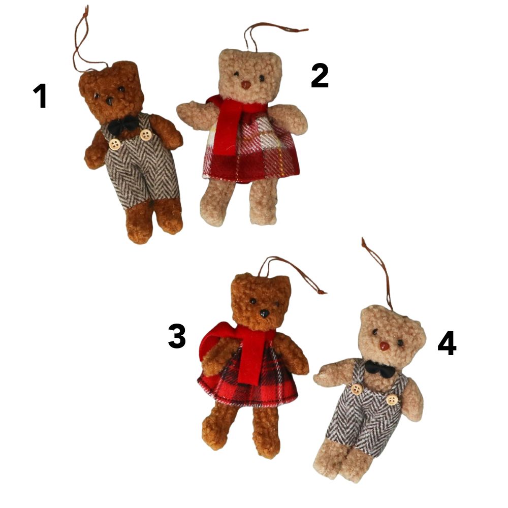 Gisela Graham Mr & Mrs Dressed Teddies Hanging Decoration - (Choice of 4)
