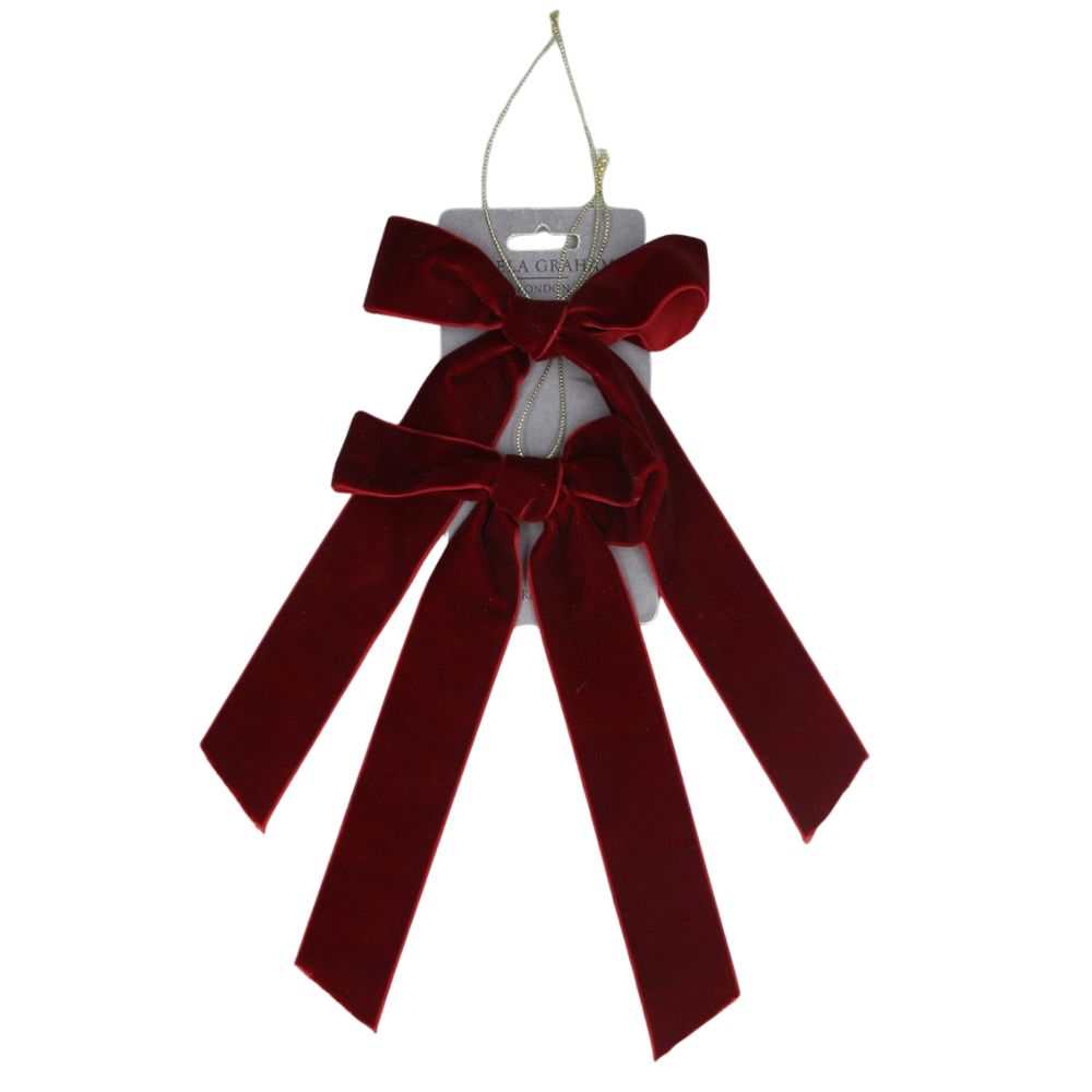 Gisela Graham Pack of 2 Hanging Decorations - Plum Bows