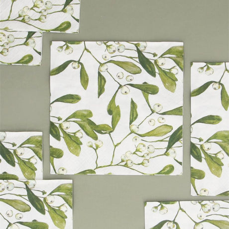 Gisela Graham Pack of 20 Napkins - Mistletoe