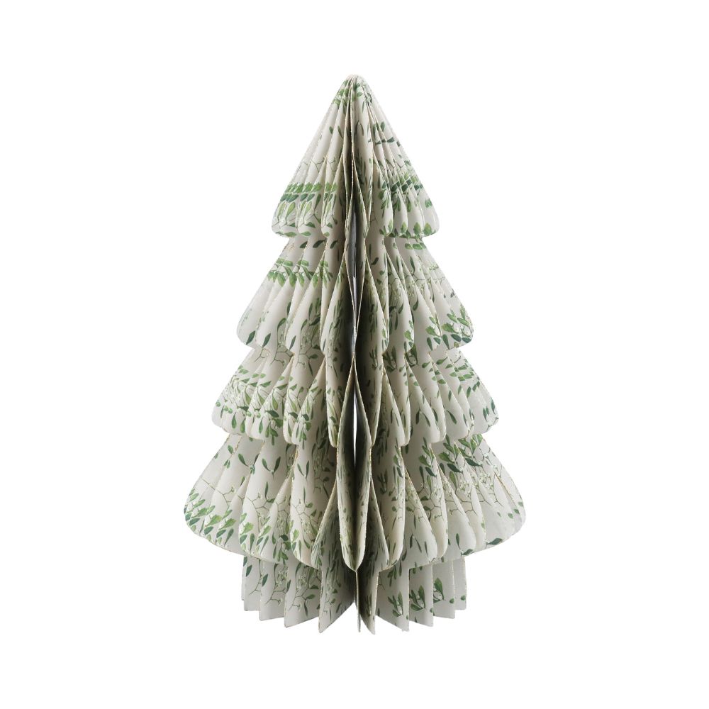 Gisela Graham Paper Honeycomb Tree, White Mistletoe Medium