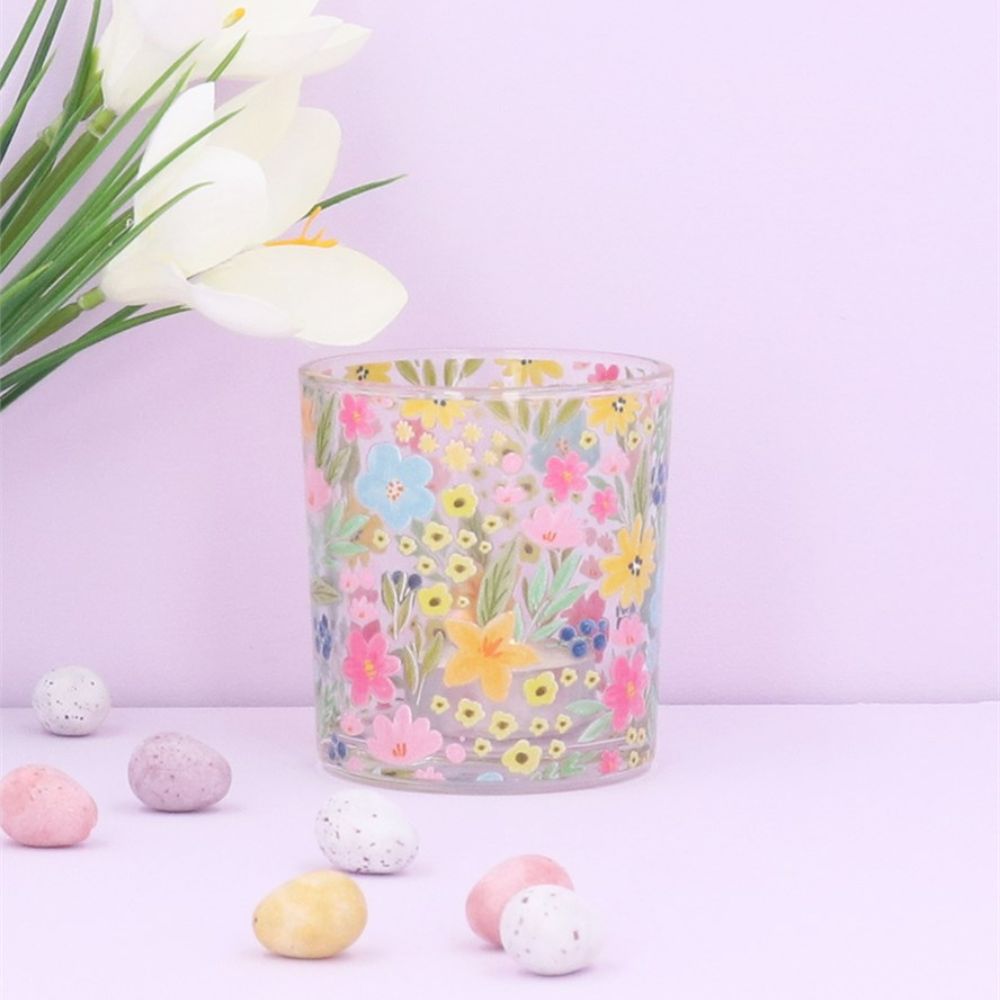 Gisela Graham Pastel Flower Mini Tea Light Holder