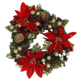 Gisela Graham 18cm Large Poinsettia, Leaf &amp; Berry Candle Ring