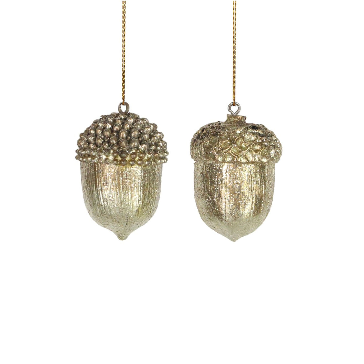 Gisela Graham Resin Acorn Hanging Decoration - Gold - (Choice of 2)