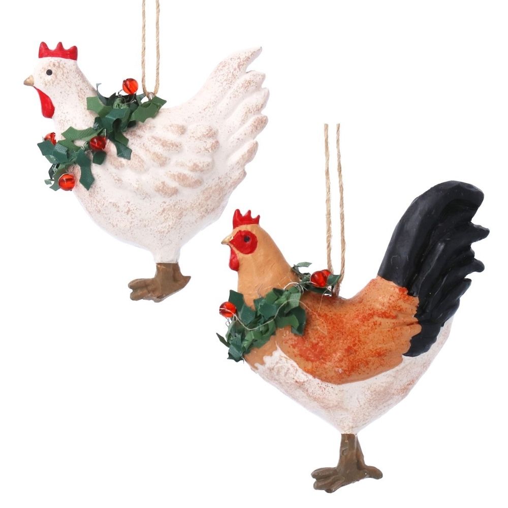 Gisela Graham Resin Chicken Hanging Decoration - (Choice of 2)