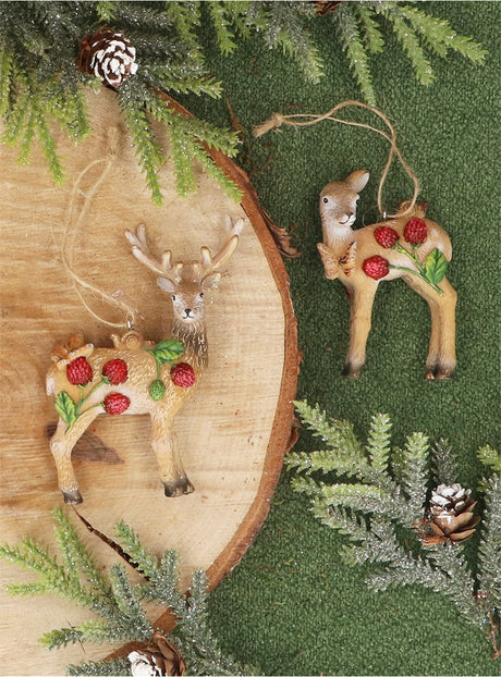 Gisela Graham Deer/Stag Resin Hanging Decoration (Choice of 2)