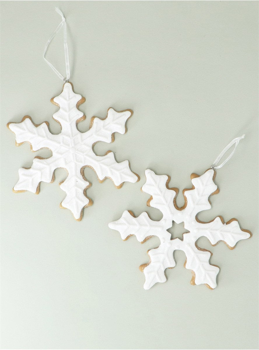 Gisela Graham Resin Gingerbread Snowflake - White - (Choice of 2)
