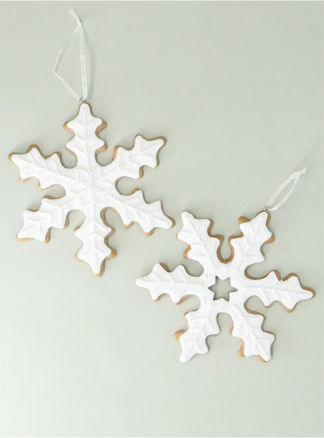 Gisela Graham Resin Gingerbread Snowflake - White - (Choice of 2)