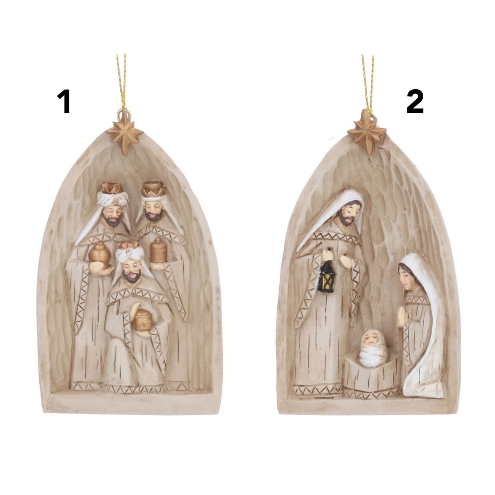 Gisela Graham 10cm Resin Nativity Scene Hanging Decoration - (Choice of 2)