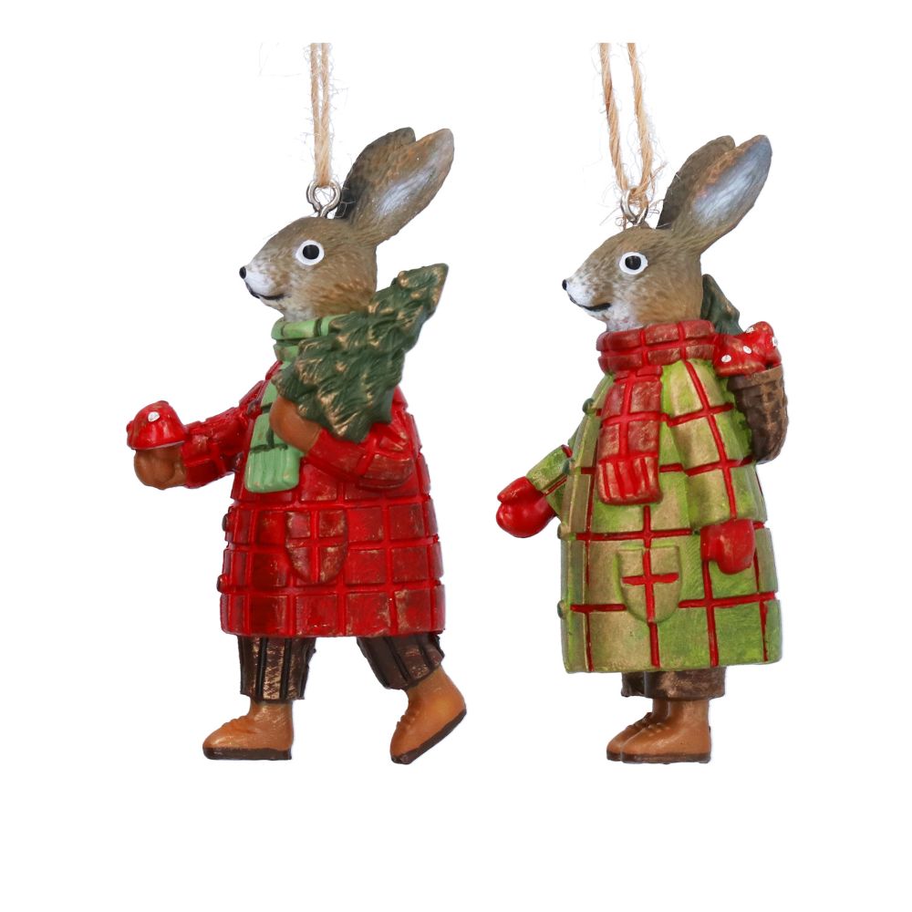 Gisela Graham Resin Rabbit, Mr or Mrs in Plaid (Choice of 2)