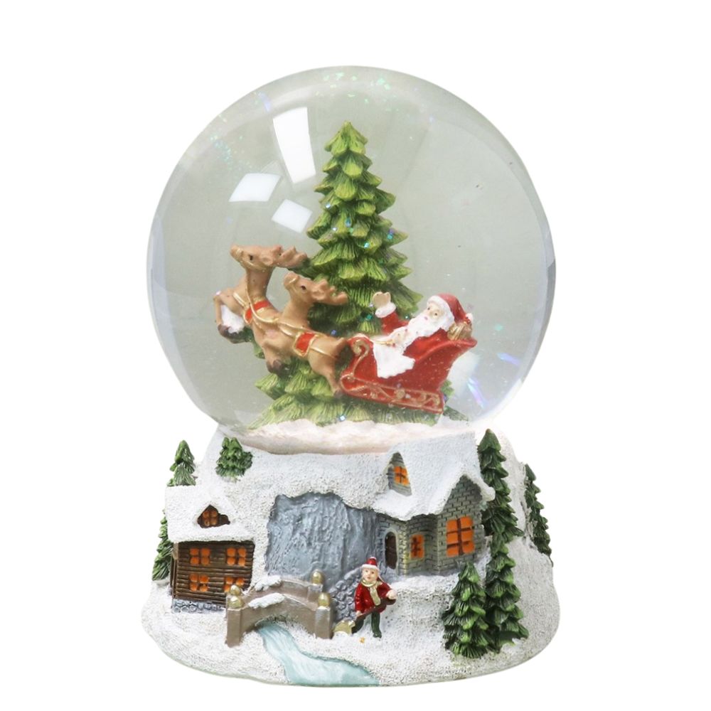 Gisela Graham Santa in Sleigh Musical Snow Dome