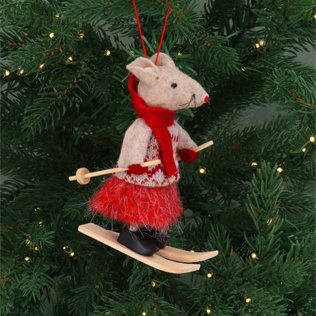 Gisela Graham Hanging Decorations - Mr & Mrs Mice Skiing (Choice of 2)