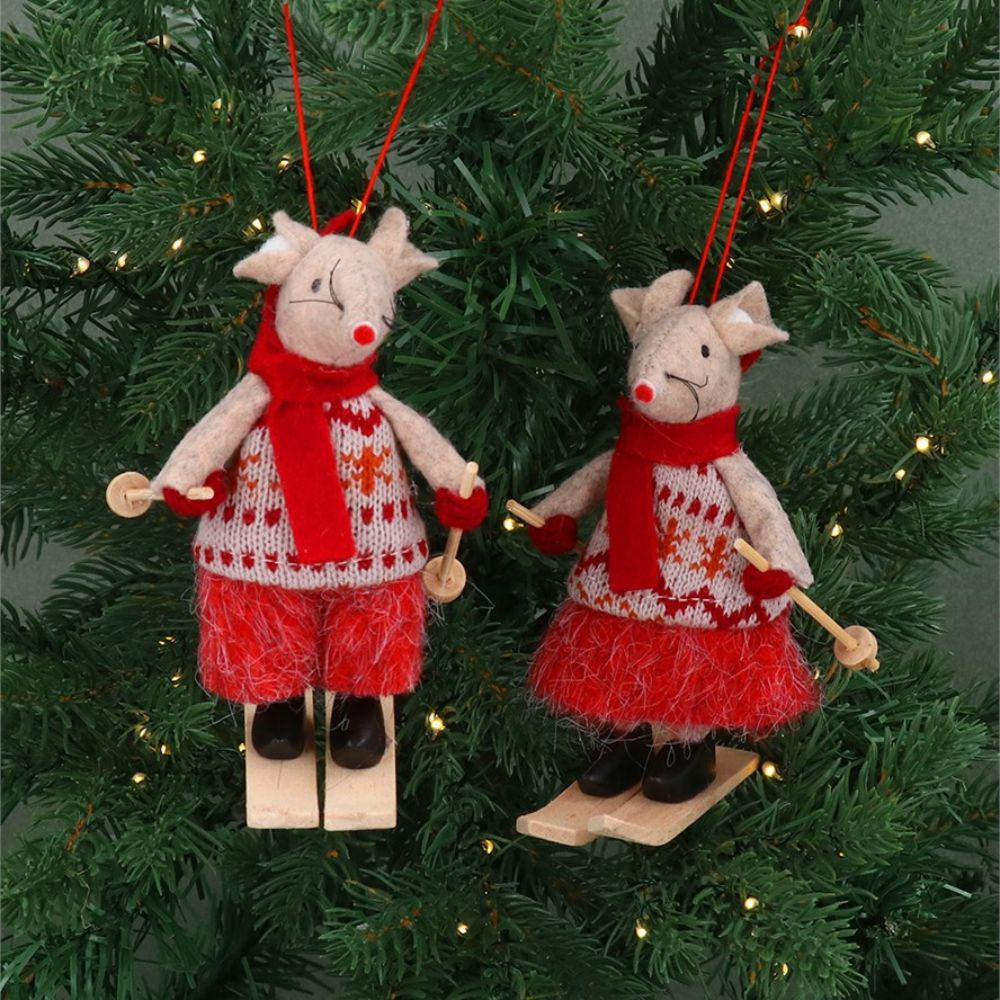 Gisela Graham Hanging Decorations - Mr & Mrs Mice Skiing (Choice of 2)