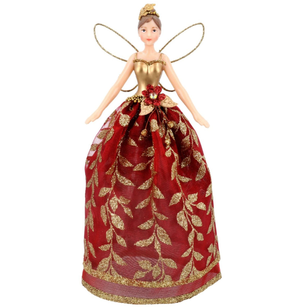 Gisela Graham Small Red & Gold Fairy Tree Topper