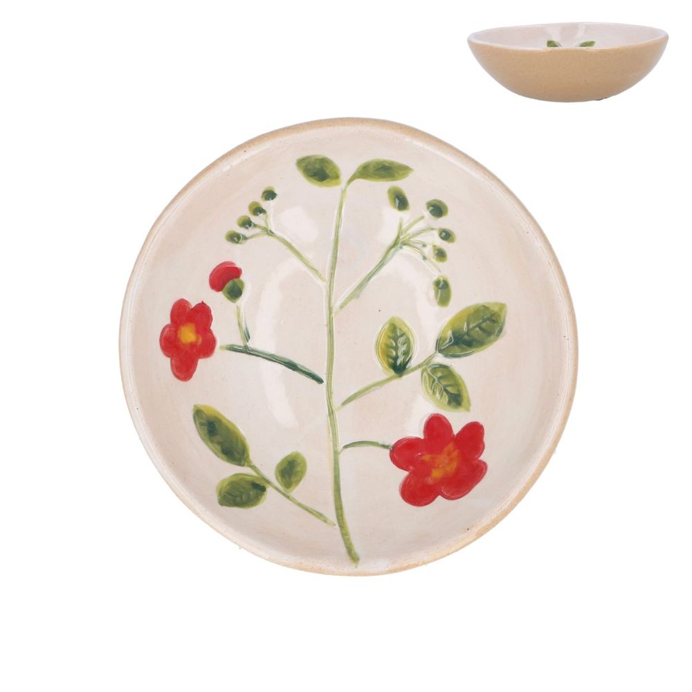 Gisela Graham 11cm Stoneware Red Flower Mini Bowl
