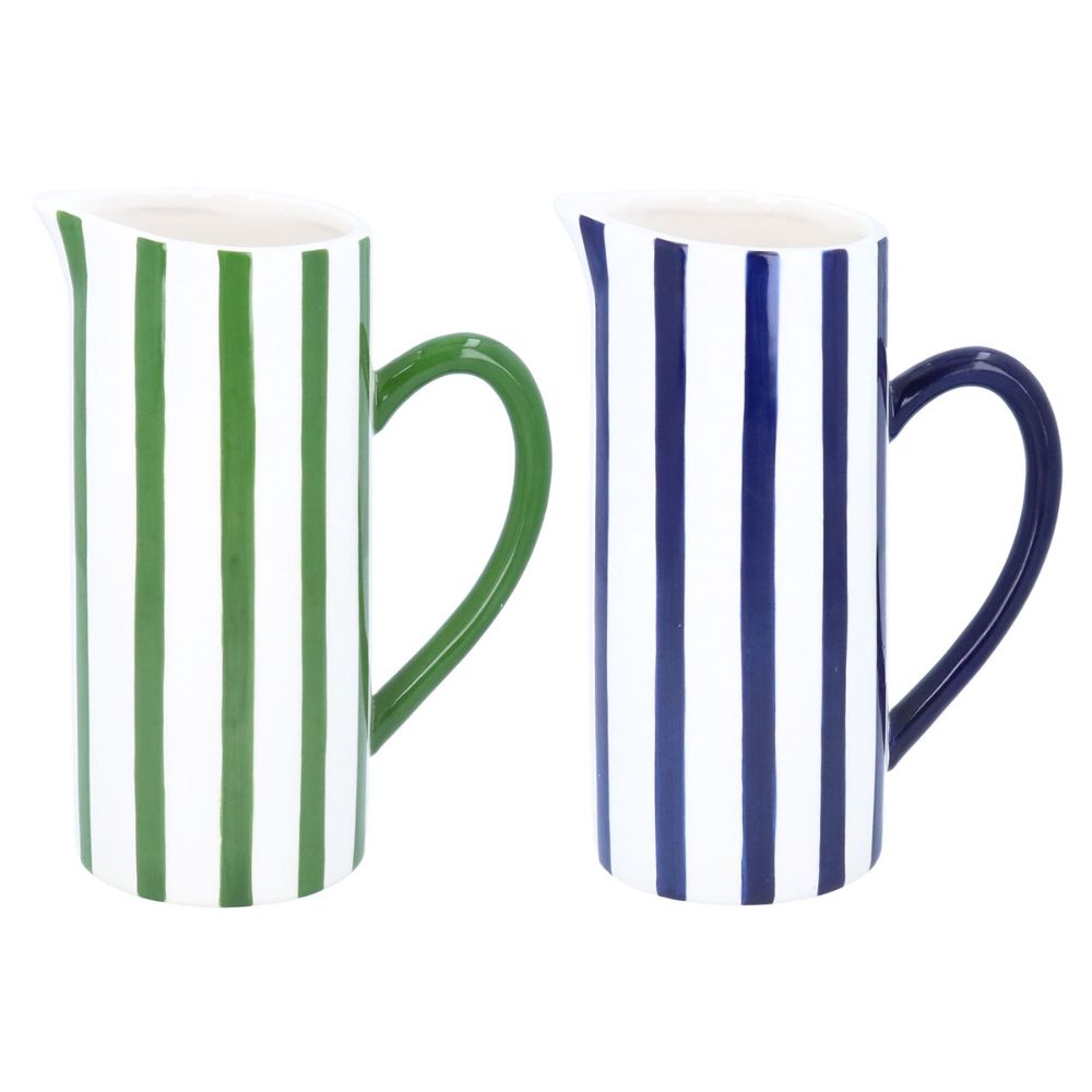Gisela Graham Stoneware Striped Stoneware Jug (Choice of 2)