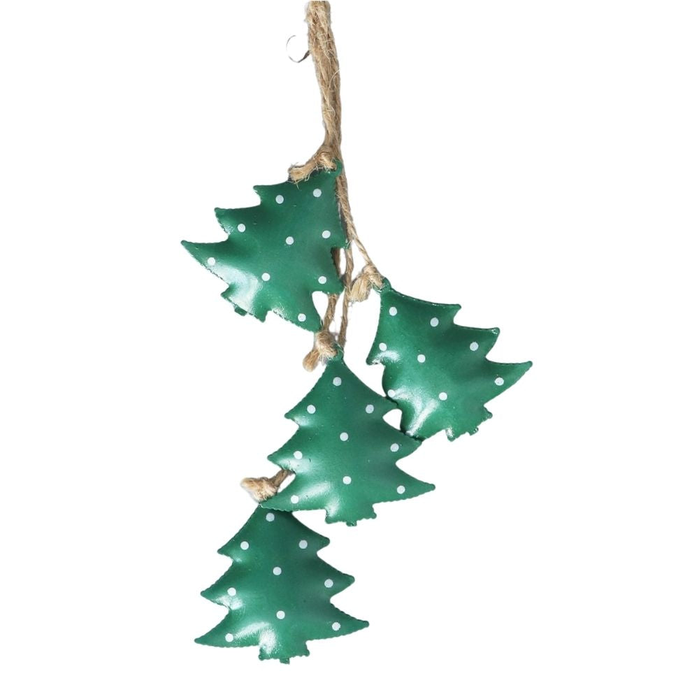 Gisela Graham Tin Tree Bells Bunch Hanging Decoration - Green
