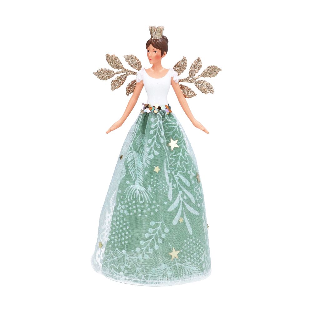 Gisela Graham Tree Top Angel 19cm - Winter Palace, Green