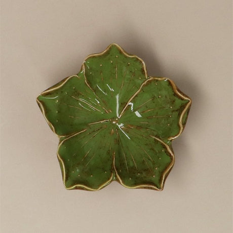 Gisela Graham Trinket Dish - Green Reactive Hibiscus